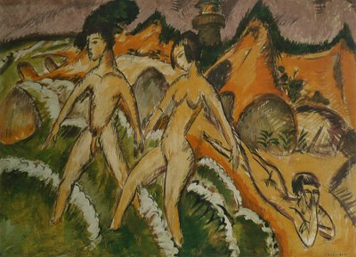 Personnes entrant dans la mer - Ernst Ludwig Kirchner